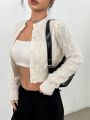 Women's Solid Color Button Up Crop Cardigan
