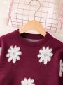 Casual & Cute Flower Detail Sweater For Teenage Girls