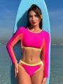 SHEIN Swim SPRTY Colorblock Two-piece Swimsuit Set