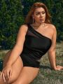 SHEIN Leisure Plus Size Mesh Splice One Piece Swimsuit