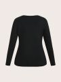 Plus Size 2pcs Round Neck Long Sleeve T-Shirt