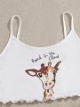 Giraffe & Slogan Graphic PJ Set