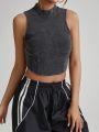 SHEIN Essnce Half High Neck Short Tank Top