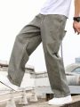 Men Slant Pocket Loose Fit Wide Leg Jeans