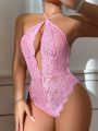 Women's Sexy Lace Backless Bodysuit