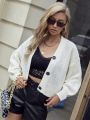 SHEIN Frenchy Casual Women's Drop Shoulder Button Front Cardigan