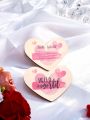 Newborn Baby Girl Valentine'S Day Love Heart Commemorative Birth Announcement Wooden Plaque