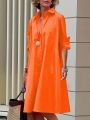 Plus Size Women'S Long Sleeve Shirt Dress