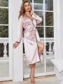 Solid Pink Piping Trim Robe