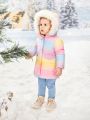 SHEIN Baby Girl Ombre Flap Detail Hooded Puffer Coat