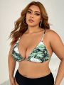 SHEIN Swim SXY Plus Size Women'S Snake Pattern Back Tie Swimsuit Top