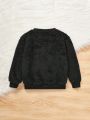 SHEIN Kids Academe Young Girl Pearls Beaded Fleece Sweatshirt