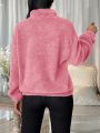 SHEIN Privé Slouchy Half Zip Plush Pullover Sweater