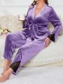 Plus Size Lace Splice Pajama Set