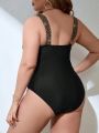 SHEIN Swim Chicsea Women'S Plus Size Pleated One Piece Swimsuit