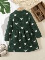 Toddler Girls' Love Pattern Cashmere Sweater Dress For Winter