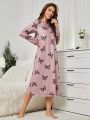 Women'S Butterfly Print Sleep Dress, Mommy And Me Matching Outfits (2 Sets Sold Separately)