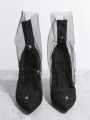 Rhinestone Decor Point Toe Stiletto Boots