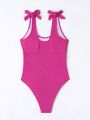 SHEIN Swim Chicsea Ladies' One-piece Swimsuit With Shoulder Strap Ties