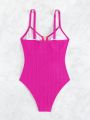 SHEIN Swim Chicsea Ladies' Solid Color Simple One Piece Swimsuit Made Of Special Fabric