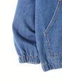 Boys' Vintage Style Casual Sports Loose Fit Hooded Jeans Sweatshirt With Elastic Cuffs