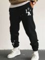 Manfinity Men's Drawstring Waist Joggers With English Letter Print