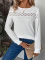 Solid Color Lace Spliced Sweatshirt