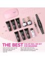 Modelones Poly Extension Gel Nail Kit - Builder Nail Enhancement Gel 6 Colors Pink Nude All In One Kit with Nail Lamp Base Top Coat Set Nail Art Design Salon Professional DIY for Starter at Home