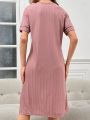 Solid Color Patchwork Tee Shirt Nightgown