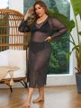 SHEIN Swim Vcay Plus Size Sheer Mesh Split Cover Up