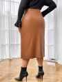 SHEIN Privé Women'S Plus Size High Slit Skirt