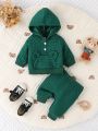 SHEIN 2pcs Newborn Baby Girls' / Boys' Outdoor Sporty Casual Hoodie And Pants Set