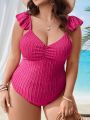 Plus Size Women'S Ruffle Edge One-Piece Swimsuit