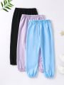SHEIN Kids EVRYDAY Young Girls' Solid Color Drawstring Jogger Pants
