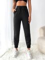 SHEIN Street Sport Rhinestone Detail Drawstring Waist Sports Pants