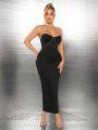 SHEIN SXY Black Sleeveless Dress With Rhinestone Shoulder Straps