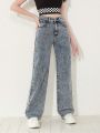 SHEIN Teen Girl Slant Pocket Straight Leg Jeans