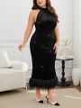 SHEIN Privé Plus Size Elegant Halter Neck Dress