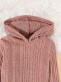 SHEIN Kids EVRYDAY Tween Girl 2pcs Ribbed Knit Hooded Dress