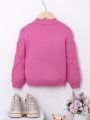 SHEIN Young Girl Pearls Beaded Drop Shoulder Sweater