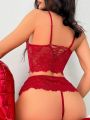 Women'S Sexy Wine Red Lingerie Set, 3pcs (Valentine'S Day Edition)