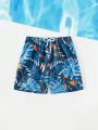 Boys' Tropical Printed Swim Trunks For Big Kids