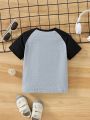 Boys' Casual Color Block Short Sleeve T-Shirt With Contrast Shoulders