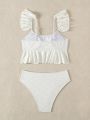 SHEIN Swim Mod Women'S Frill Edge Vest Strap Bikini