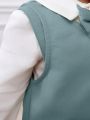 SHEIN Baby Boy Bow Front Shirt & Pants & Hat & Vest Blazer