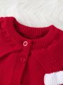 Baby Girl Ruffle Trim Button Front Sweater Jumpsuit