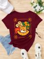 Plus Size Women's Cartoon Printed T-shirt