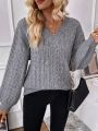 SHEIN Essnce Cable Knit Drop Shoulder Sweater