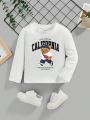 Boys' Casual Cartoon Pattern Long Sleeve Round Neck Top Suitable For Autumn