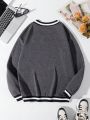 Men's Striped V-neck Fleece Sweatshirt